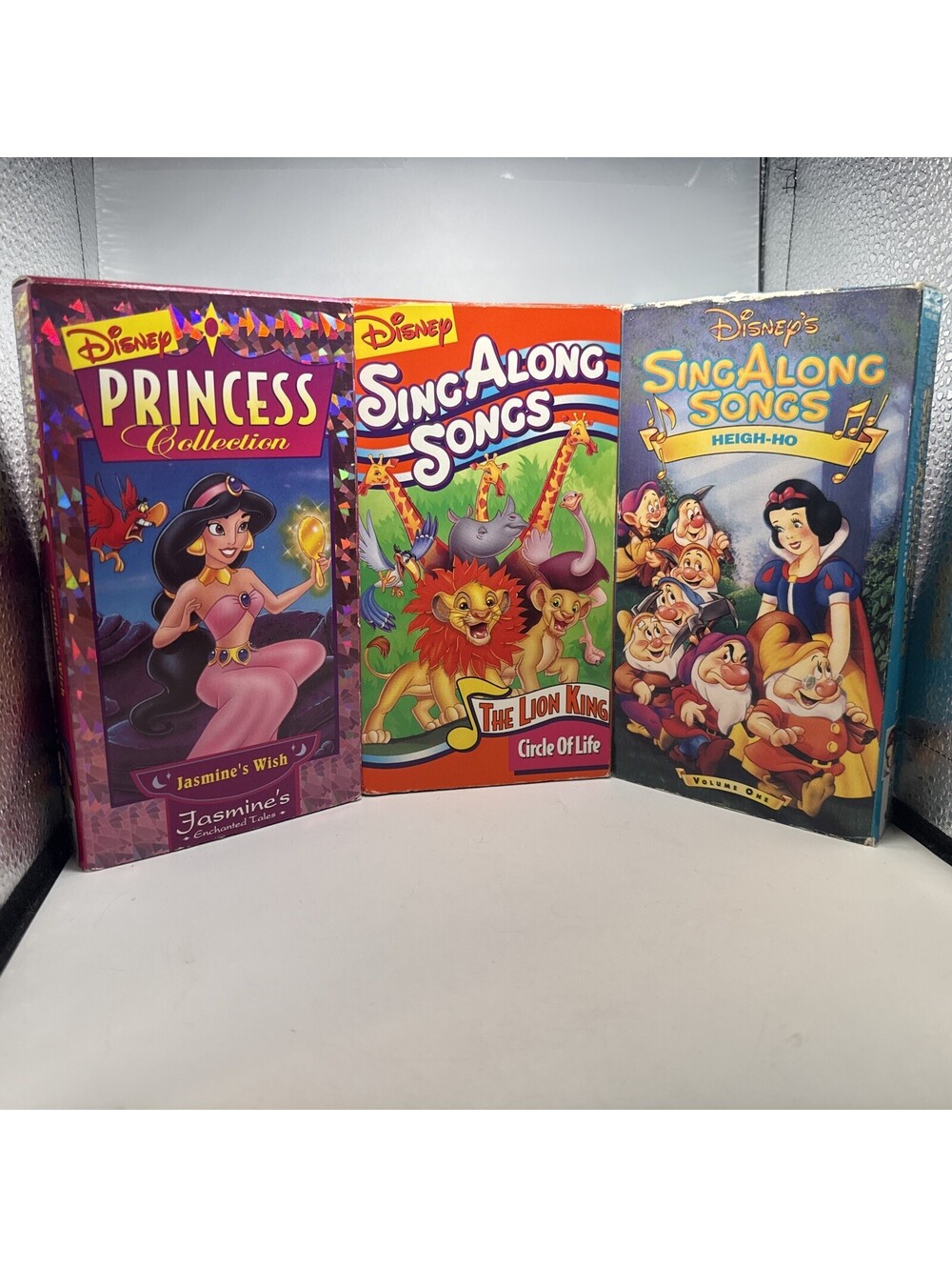 Disney VHS Lot of 3: Sing-Along Songs Heigh-Ho & Lion King + Jasmine's Wish